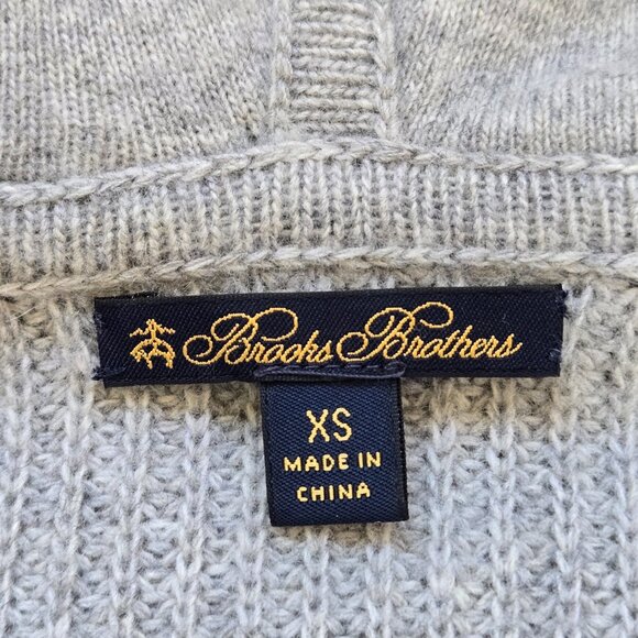 NWOT Brooks Brothers Wool Cashmere Hoodie Cardigan Grey Size XS - Picture 2 of 16